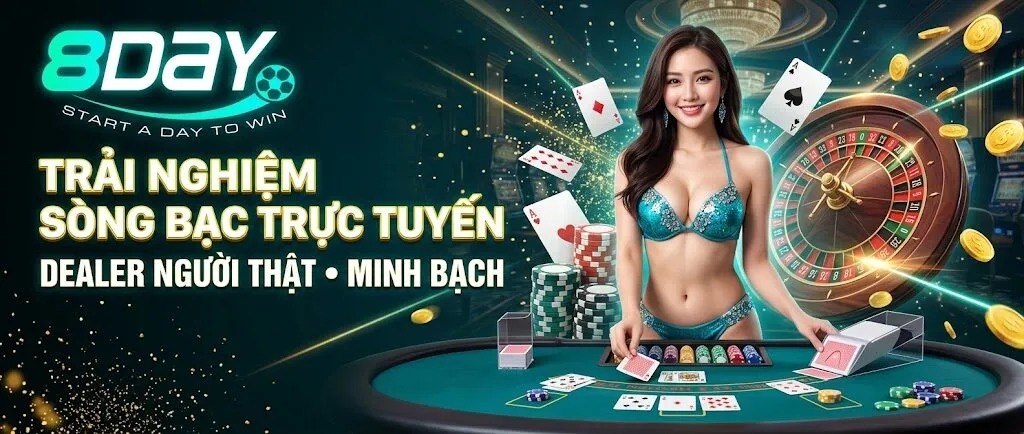 Trải nghiệm sòng bạc trực tuyến với Dealer người thật, minh bạch trên từng ván bài.